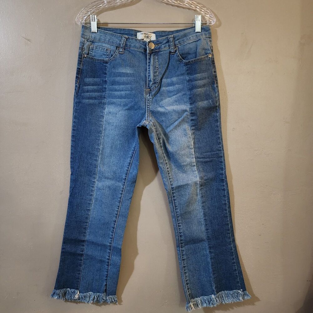 Harmony & Havoc Womens Cut Off Crop Straight Leg Jeans Size 11 Jrs High Rise